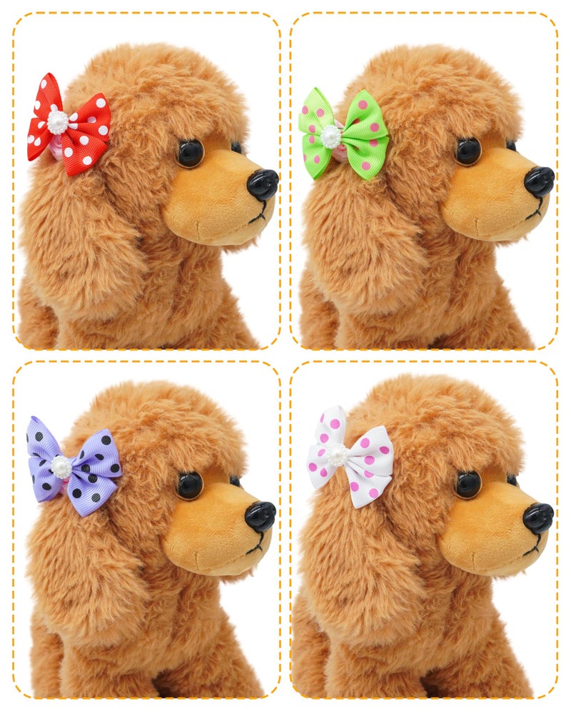PET SHOW 10Pcs 2" Dot Small Dogs Hair Bows with French Clips Yorkie Bowknot Barrette Clips for Medium Dogs Pet Topknot Cat Grooming Hair Accessories - Image 4